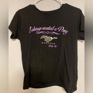 Black T-Shirt with Purple Mustang Print